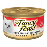 Purina Fancy Feast lata ternera y pollo en paté, sabor jugoso para gatos.