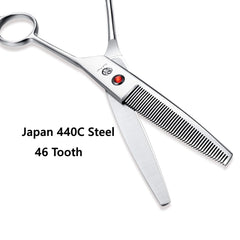 Purple Dragon thinning scissors with a sharp 45-degree blade for precise blends.
