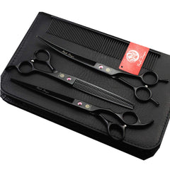 Purple Dragon 8-inch curved grooming scissors for precise trimming.