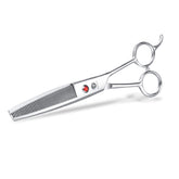 Purple Dragon 6.5-inch thinning scissors with ergonomic handle for all-day comfort.