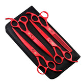 Purple Dragon professional 7in scissors kit front view shows premium steel blades for precise grooming.