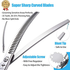 PurpleBird 440C Japanese stainless steel dog scissors for durable thinning