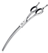 PurpleBird 7-inch downward-curved dog grooming scissors for precise trimming