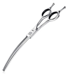 PurpleBird 7-inch downward-curved dog grooming scissors for precise trimming