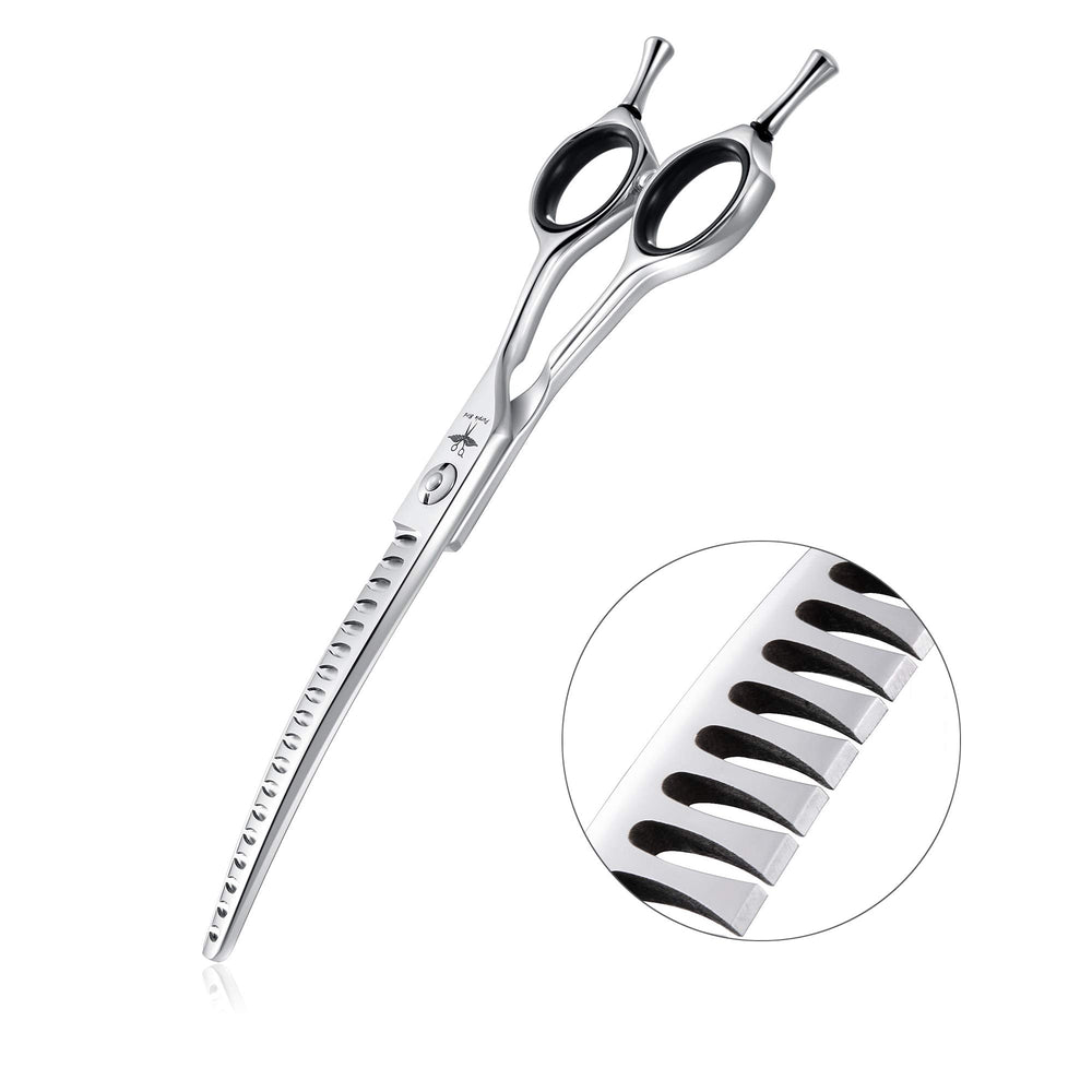 PURPLEBIRD dog grooming scissors curved blades for gentle pet trims.