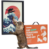 PURRDEE The Cat Wave framed sisal scratchpad on wall art decor for space-saving scratching.