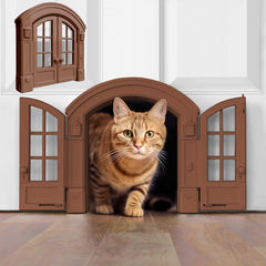 Purrfect Portal French cat door front view highlighting privacy and interior style.