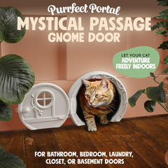 Purrfect Portal Gnome Door installed in an interior door showing easy, no-flap access