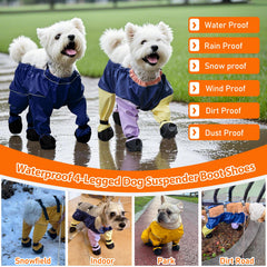 PurrHug yellow medium rain-and-snow booties keep paws warm and dry outdoors.