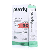 Purrly lickable treat open pouch with premium protein for cats