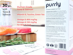 Purrly Squeezable Treats omega-3-6-skin-coat highlights nourishing fats for coat health.