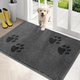 PURRUGS dirt-trapping door mat grey front view showing low-profile design for smooth door passage.