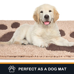 Purrugs dirt-trapping door mat with non-slip backing stays securely in place.