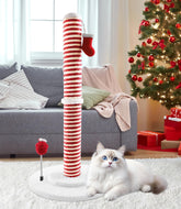 PuzzlePaw Christmas cat scratching post side view highlighting festive design for indoor play
