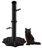 PuzzlePaw gothic cat scratching post with spider base, durable sisal for scratching.