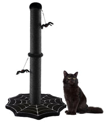PuzzlePaw gothic cat scratching post with spider base, durable sisal for scratching.