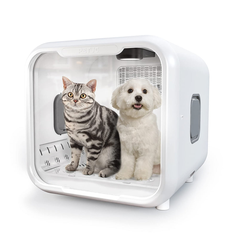 PvEvTv Automatic Pet Dryer Box front view showing calm, low-noise drying for pets