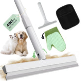 PWBSLAI carpet rake with 60-inch handle removes pet hair quickly.