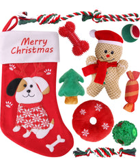 Pweituoet Christmas dog toys 9-pack for varied play and a festive stocking stuffer.