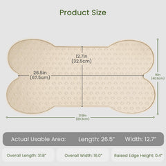 PWTAA dog food mat raised edge contains spills for tidy floors.