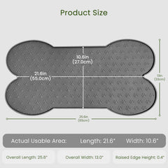 PWTAA dog food mat raised edge contains spills and protects floors.