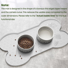 PWTAA dog food mat two-bowls setup fits medium to large pets.