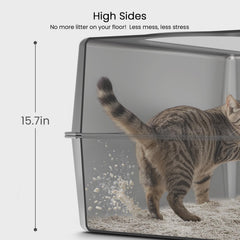 PWTAA non-stick surface of the litter box enables quick cleaning.