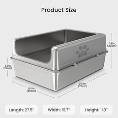 PWTAA non-stick surface stainless-steel litter box easy to clean after use.