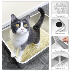 PWTAA stainless steel litter box interior depth for easy scooping