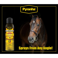 Stable scene with Pyranha Wipe N' Spray ready for outdoor fly control.
