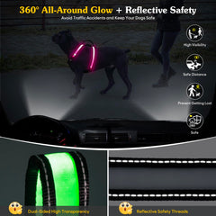 PZRLit rechargeable dog harness battery indicator close-up, ready for evening walks.