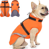 QBLEEV dog coat waterproof with built-in harness front view for easy leash attachment.