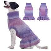 QBLEEV dog sweater purple knit worn by a dog for cozy warmth on chilly walks