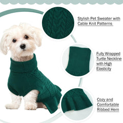 QBLEEV green knit sweater for small dogs showcasing breathable comfort