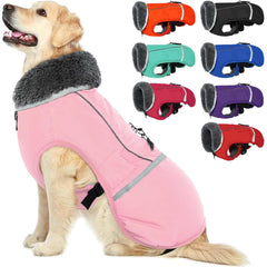 QBLEEV Warm Dog Coat front view shows thick fleece insulation for cold-weather walks