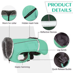 QBLEEV winter coat waterproof shell provides durable rain and snow protection for dogs