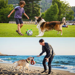QDAN dog soccer ball set with tug strap for interactive tug-of-war.