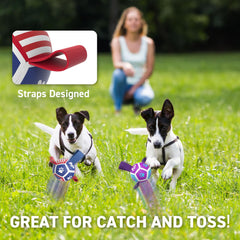 QDAN puppy toy with two short straps for easy grabbing and carrying.