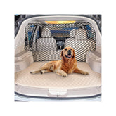 Q-DDOIT car dog net barrier 47-inch demonstrates universal fit for secure pet travel.