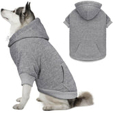 QDYU dog hoodie grey XL front view emphasizes ultra-soft brushed fleece for warmth
