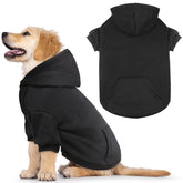 QDYU dog sweater small hoodie black front view for cozy warmth on walks.