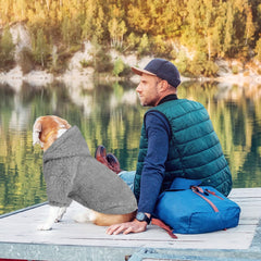 QDYU fuzzy dog sweater side view shows a snug, stylish fit for medium dogs