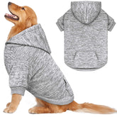 QDYU grey hoodie pocket dog sweater with convenient treat pocket