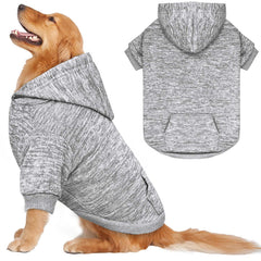 QDYU grey hoodie pocket dog sweater with convenient treat pocket