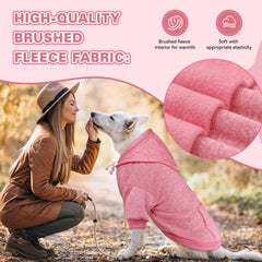 QDYU pink XXL dog sweater side view showing comfortable fit