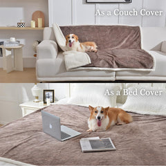 Qeils dog blanket large-dogs taupe – durable protection for couches and furniture.