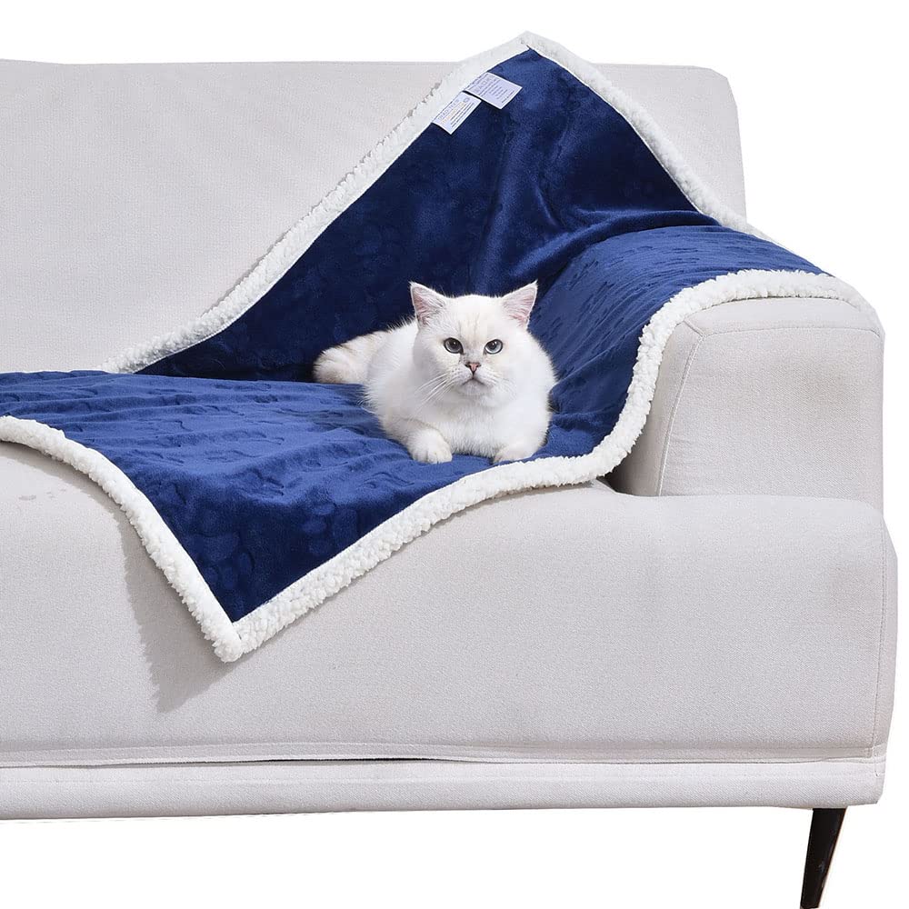 Qeils dog blanket navy top soft flannel delivers cozy warmth for small dogs