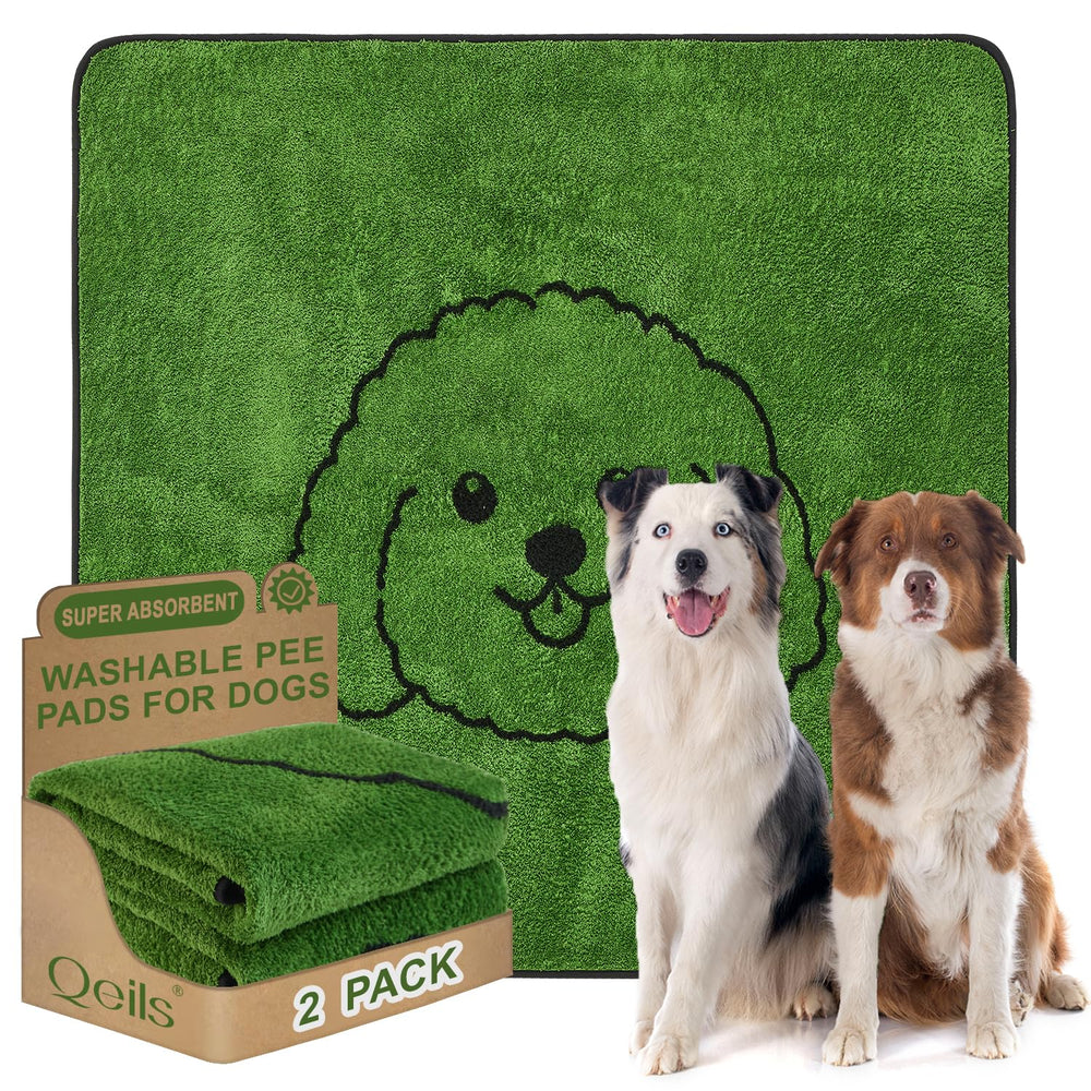 Qeils reusable puppy pads 2-pack for training and travel with high absorbency.