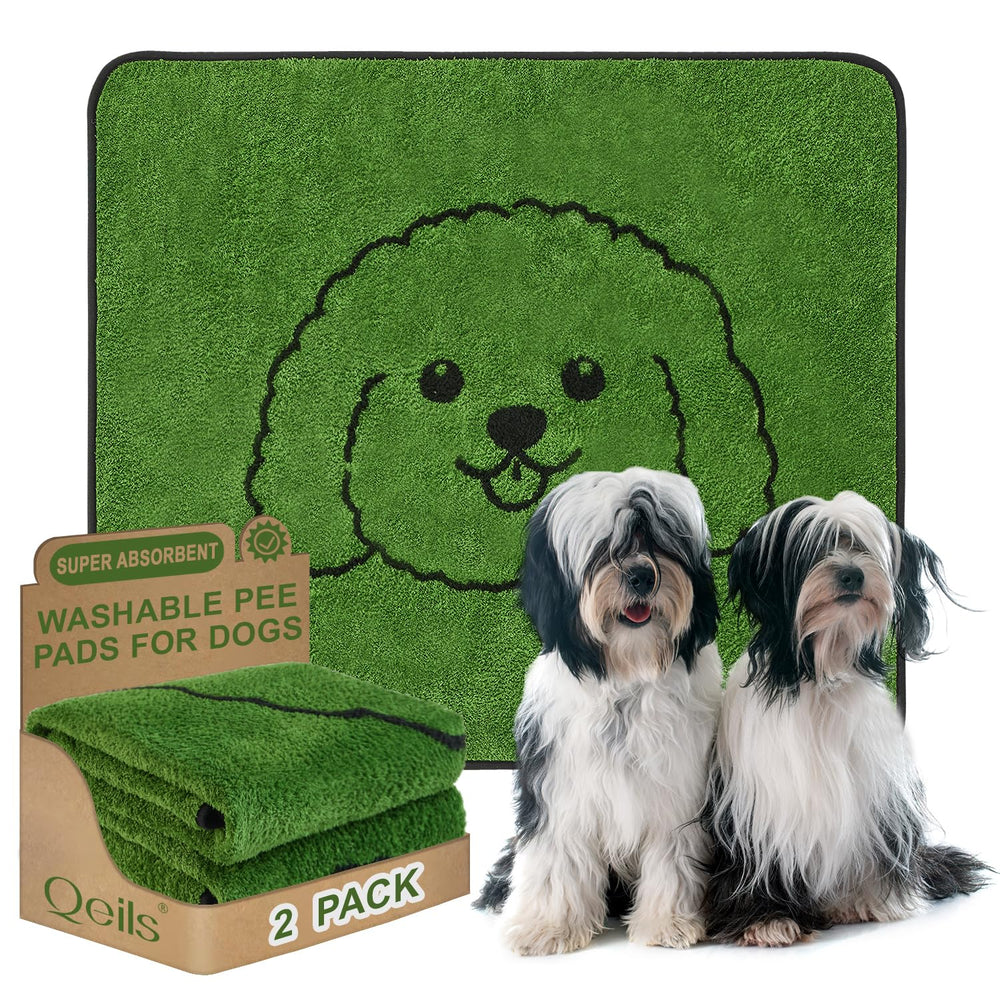 Qeils reusable puppy pads with curly-dog pattern for reliable house training and moisture control