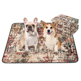 Qeils washable pee pad folded on floor for quick cleanup and reuse.